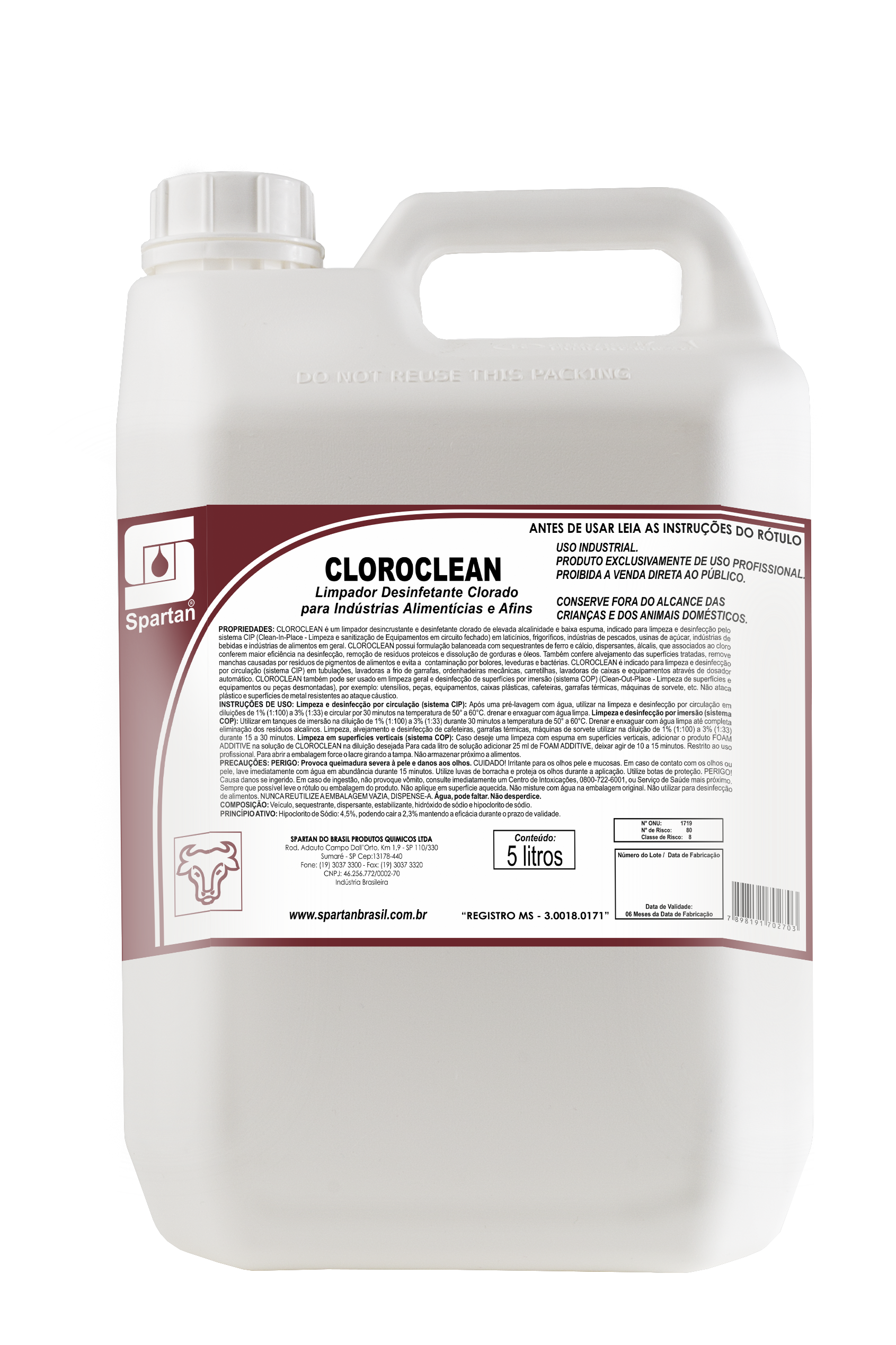 CLOROCLEAN - Limpador Desinfetante Clorado sem espuma